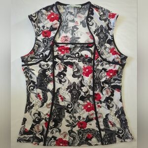 Vintage Y2K Cleo Square Neckline Tank Top Medium Large Floral Pattern